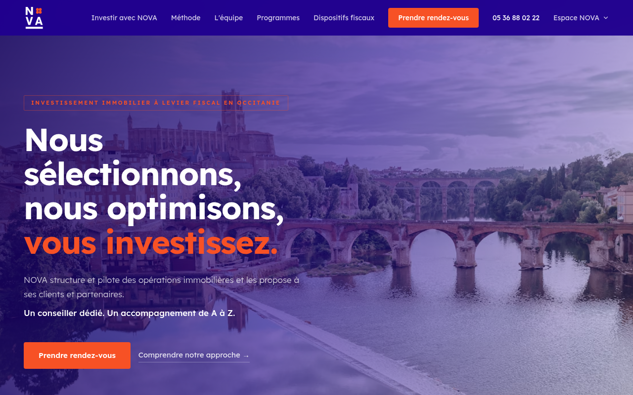 Page d'accueil du site Groupe Nova