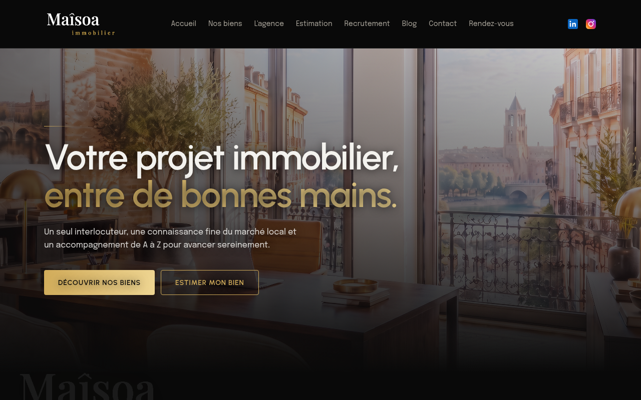 Page d'accueil du site Maisoa