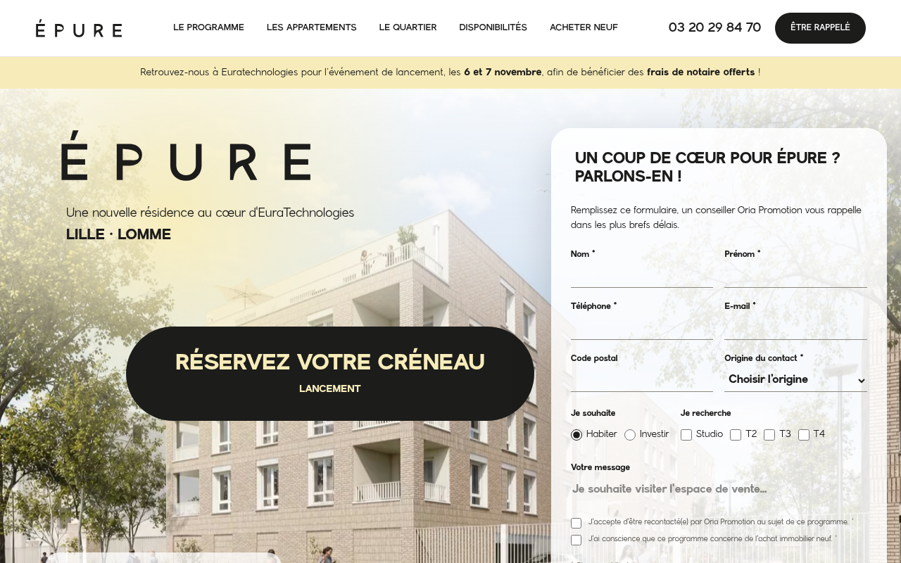 Page d'accueil du site Résidence Épure
